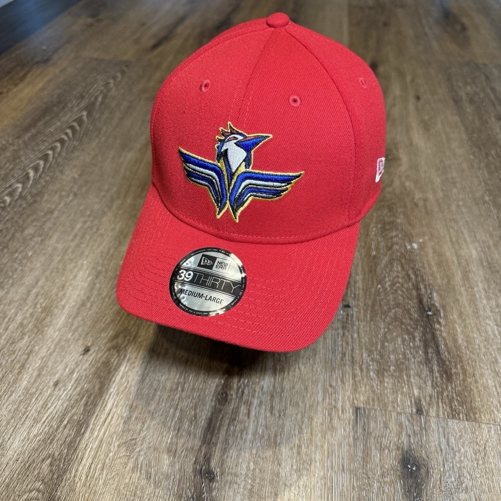 Fayetteville Woodpeckers Hat New Era Cap Red Blue Marvel MiLB Minor 39Thirty M/L